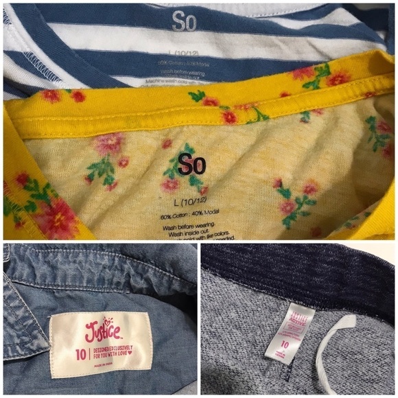 Justice and So Bundle Two Tees Short sleeve Button Down Active Shorts Size 10 - Picture 2 of 9